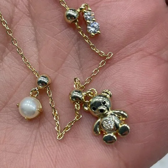 Neiman Marcus 14K Gold Plated Teddy Bear Charm Necklace - Picture 4 of 5